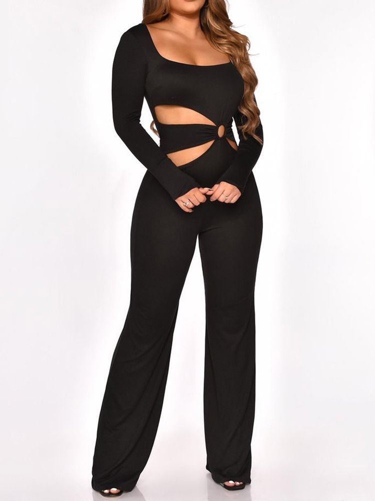 Ladylike Full Lengde Vanlig Rett Høy Midje Jumpsuit