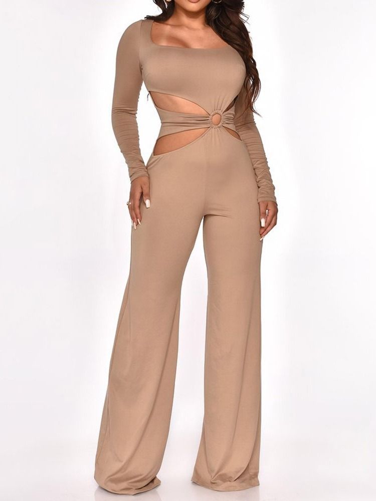 Ladylike Full Lengde Vanlig Rett Høy Midje Jumpsuit