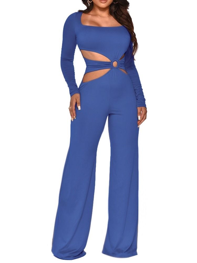 Ladylike Full Lengde Vanlig Rett Høy Midje Jumpsuit