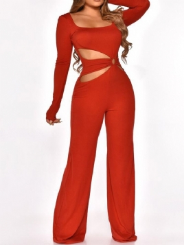 Ladylike Full Lengde Vanlig Rett Høy Midje Jumpsuit