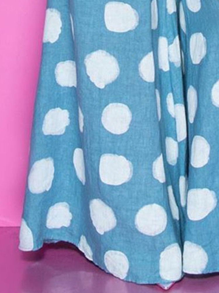 Polka Dots Løs Full Lengde Mid Midje Kvinners Fritidsbukser