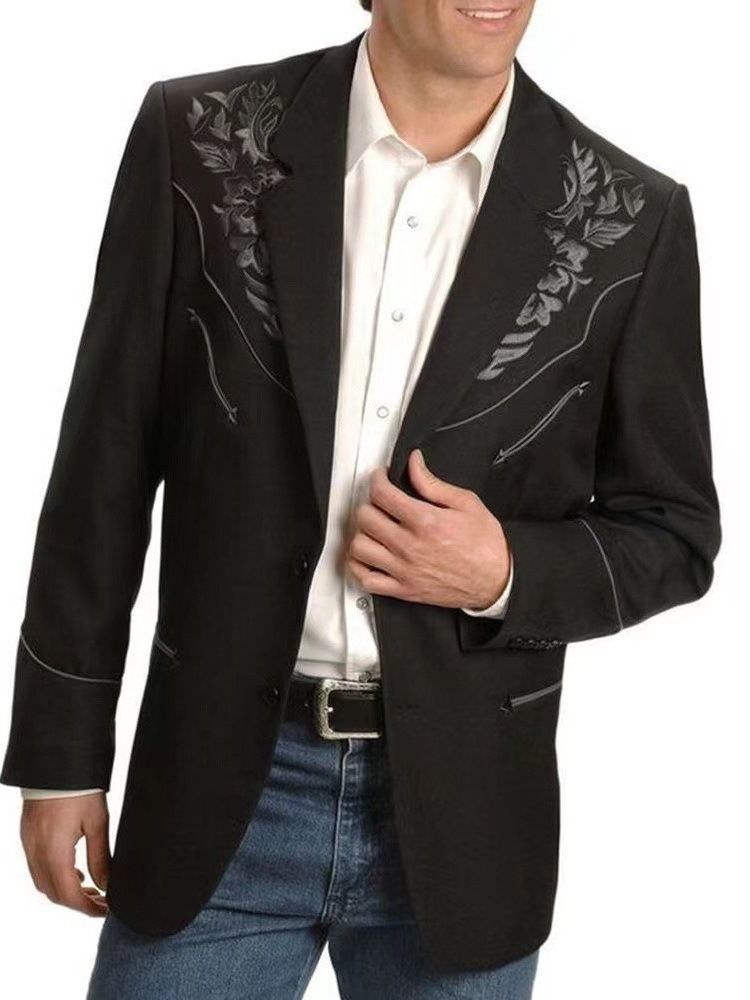 Broderi Enkel-Breasted Slim Leisure Blazer