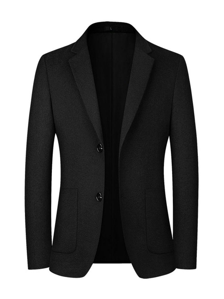 Enkel-Breasted Vanlig Hakk Lapel Herreblazer