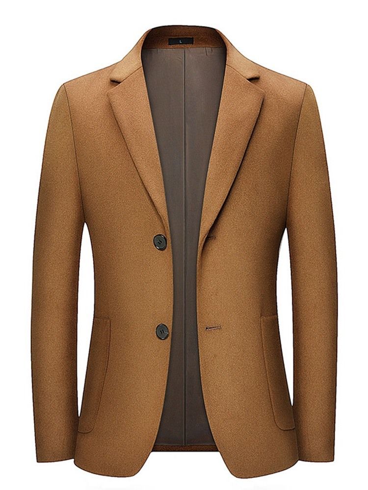 Enkel-Breasted Vanlig Hakk Lapel Herreblazer