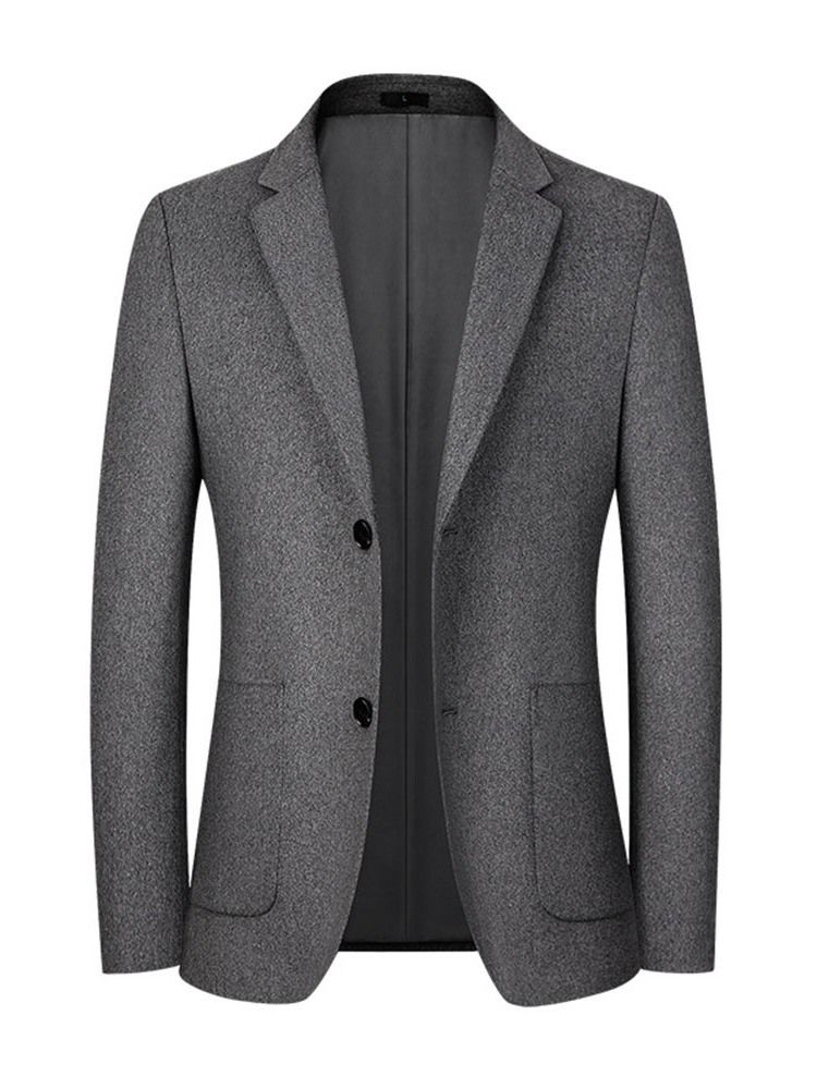 Enkel-Breasted Vanlig Hakk Lapel Herreblazer