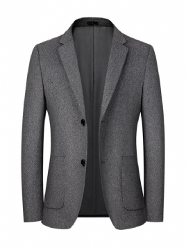 Enkel-Breasted Vanlig Hakk Lapel Herreblazer