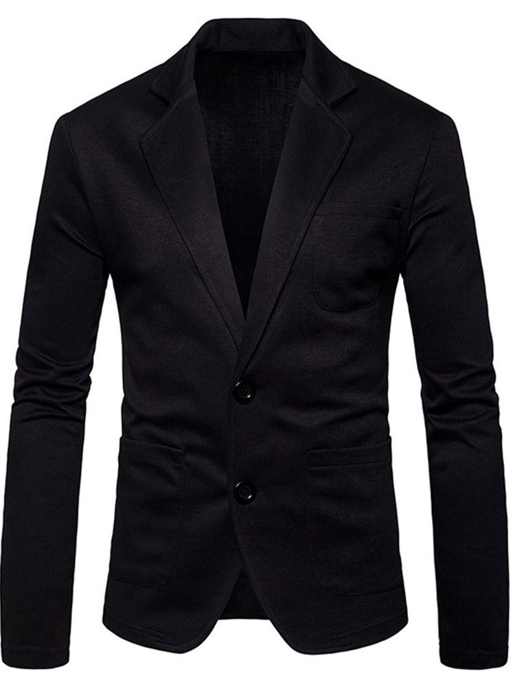 Ensfarget Enkelt-Breasted Slim Fritidsblazer For Menn