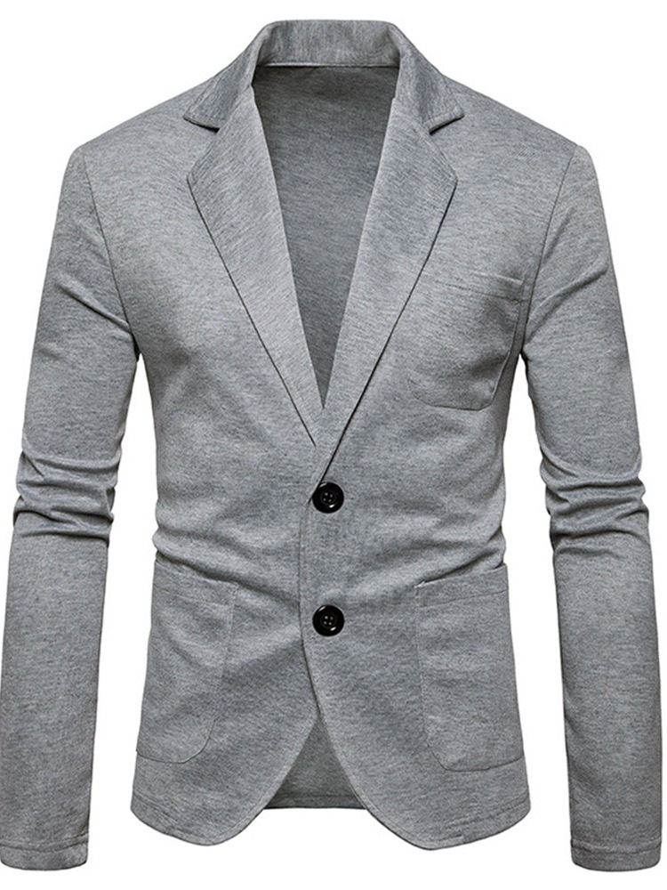 Ensfarget Enkelt-Breasted Slim Fritidsblazer For Menn