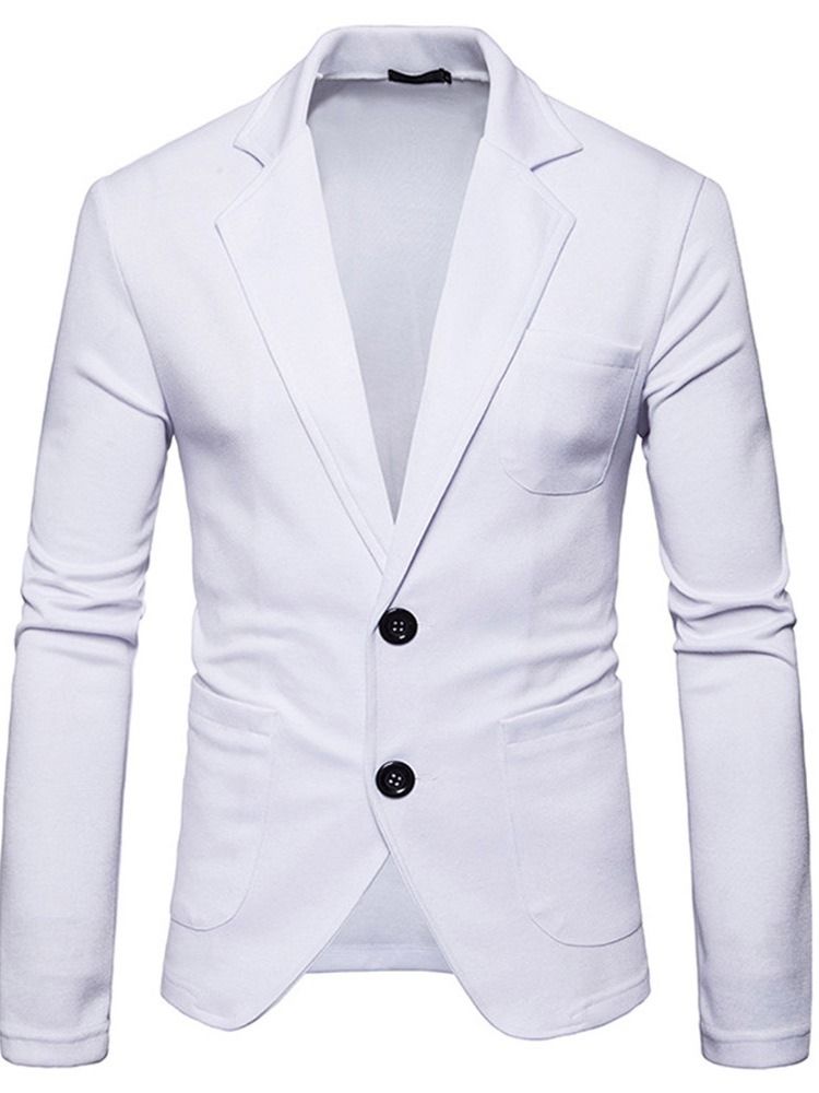 Ensfarget Enkelt-Breasted Slim Fritidsblazer For Menn