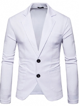 Ensfarget Enkelt-Breasted Slim Fritidsblazer For Menn