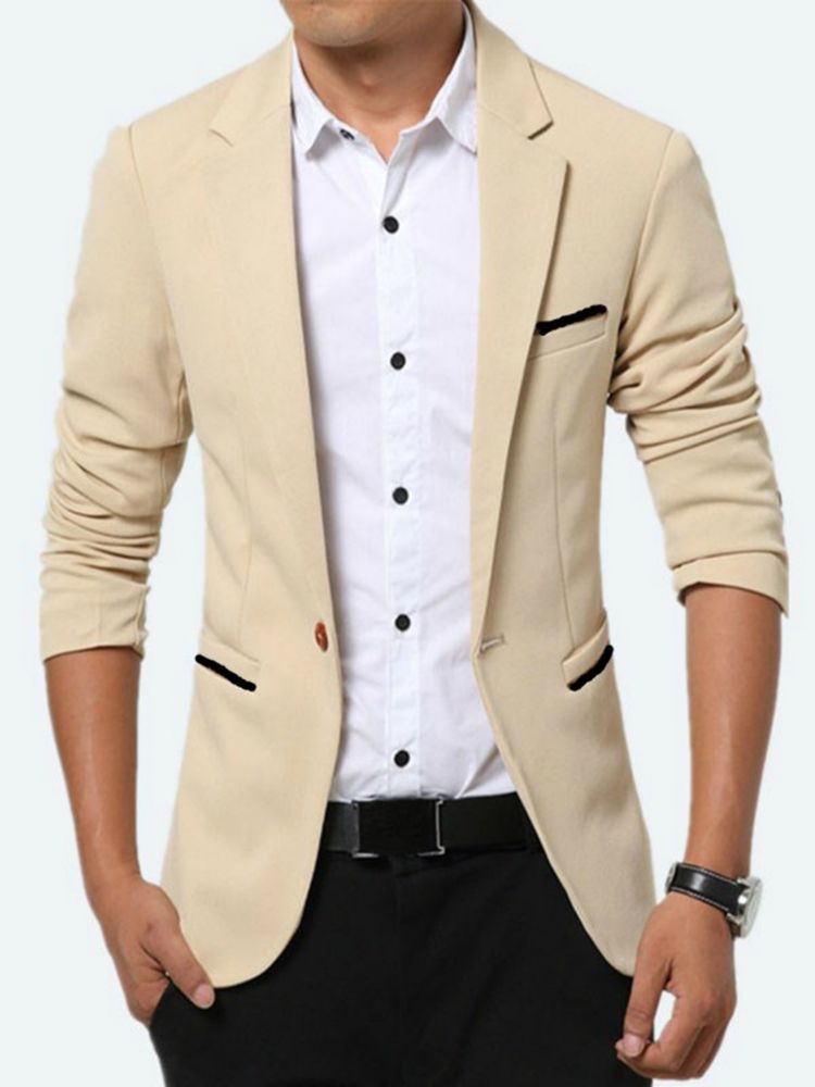 Ensfarget Lomme Slim Vogue Blazer For Menn