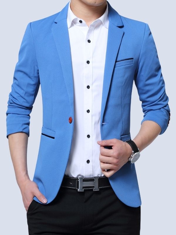 Ensfarget Lomme Slim Vogue Blazer For Menn