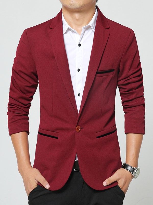 Ensfarget Lomme Slim Vogue Blazer For Menn