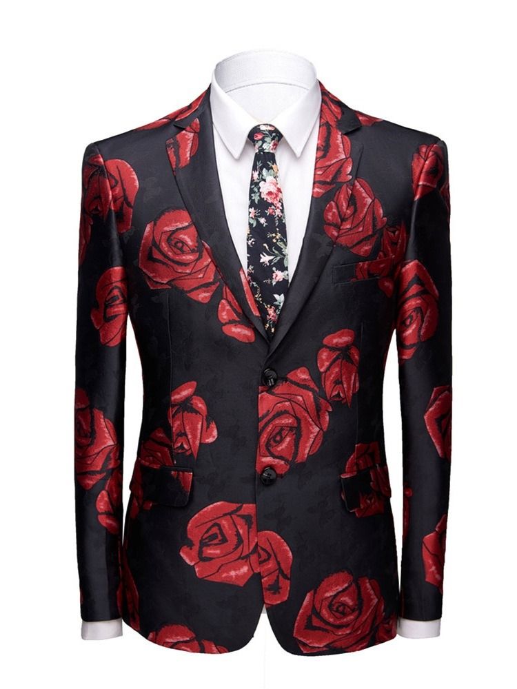 Floral Slim Print Fritid Blazer For Menn