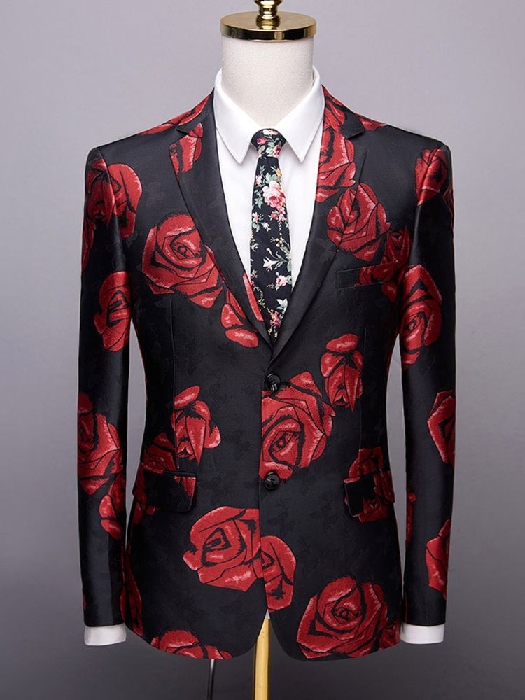 Floral Slim Print Fritid Blazer For Menn