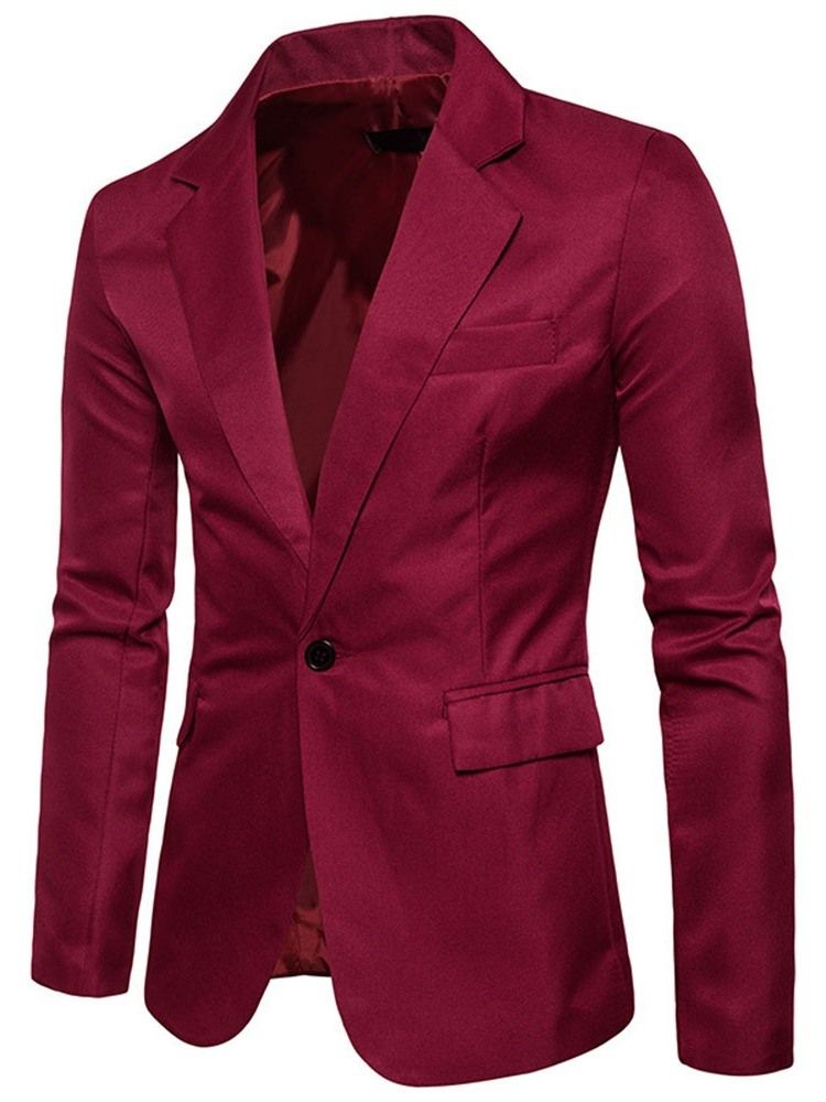 Lapel Slim One Buttons Fritidsblazer Med Hakk For Menn