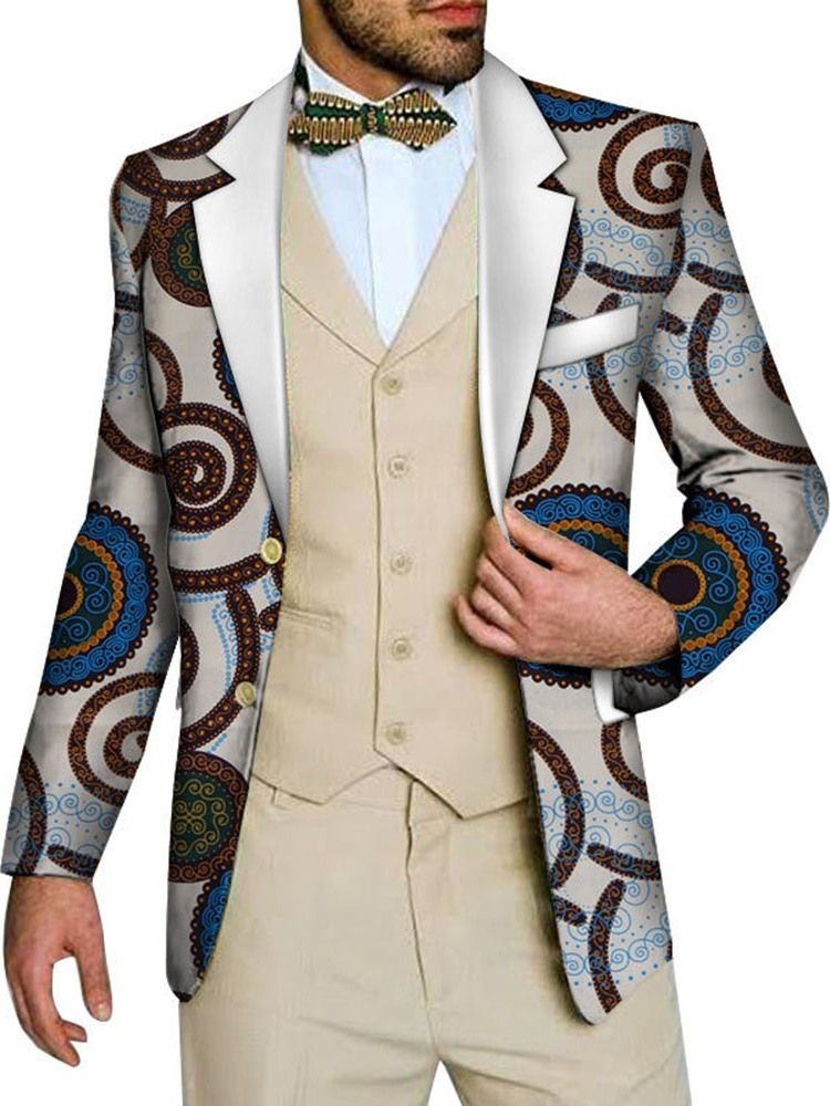 Slim Print Fritidsblazer For Menn