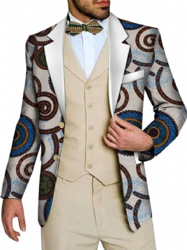 Slim Print Fritidsblazer For Menn