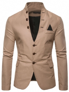 Vanlig Stativ Krage Single-Breasted Lomme For Menn Casual Blazer