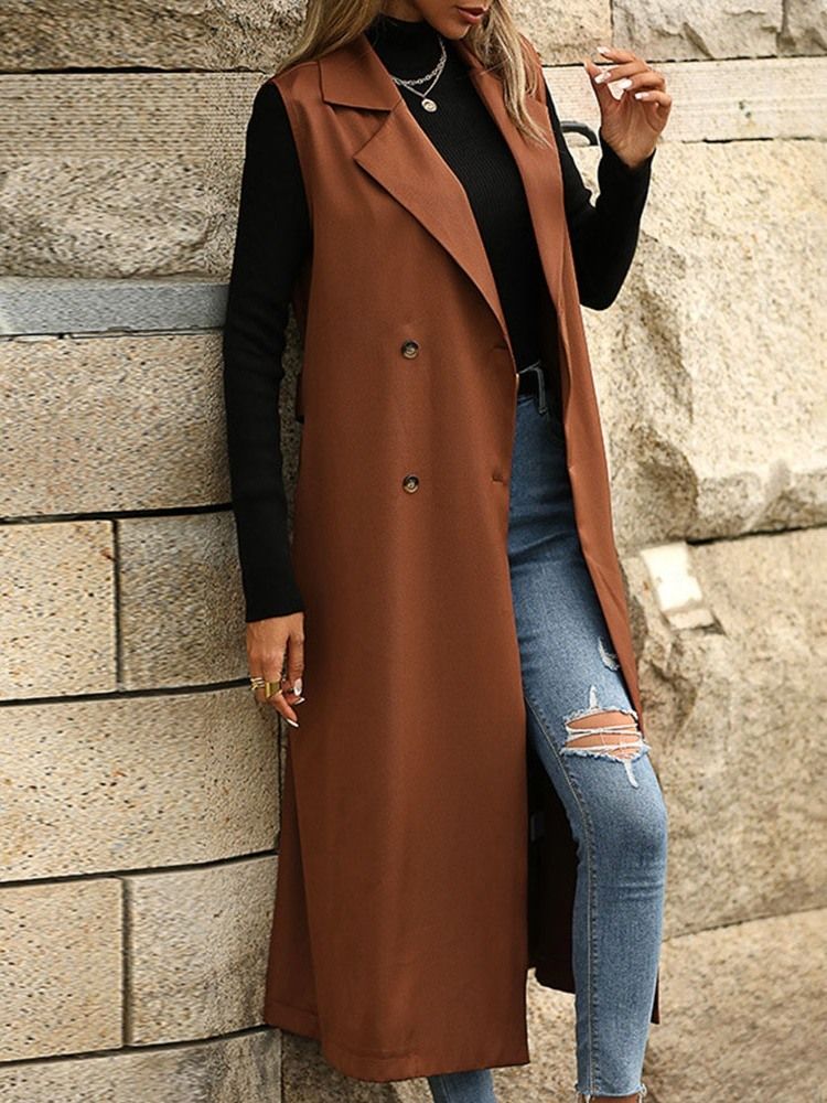 Hakk Lapel Button Double Breasted Western Fall Trench Coat