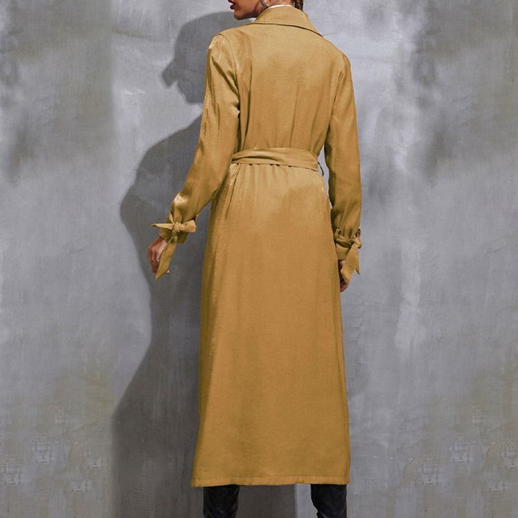 Lapel Double-Breasted Long Fall Western Trench Coat