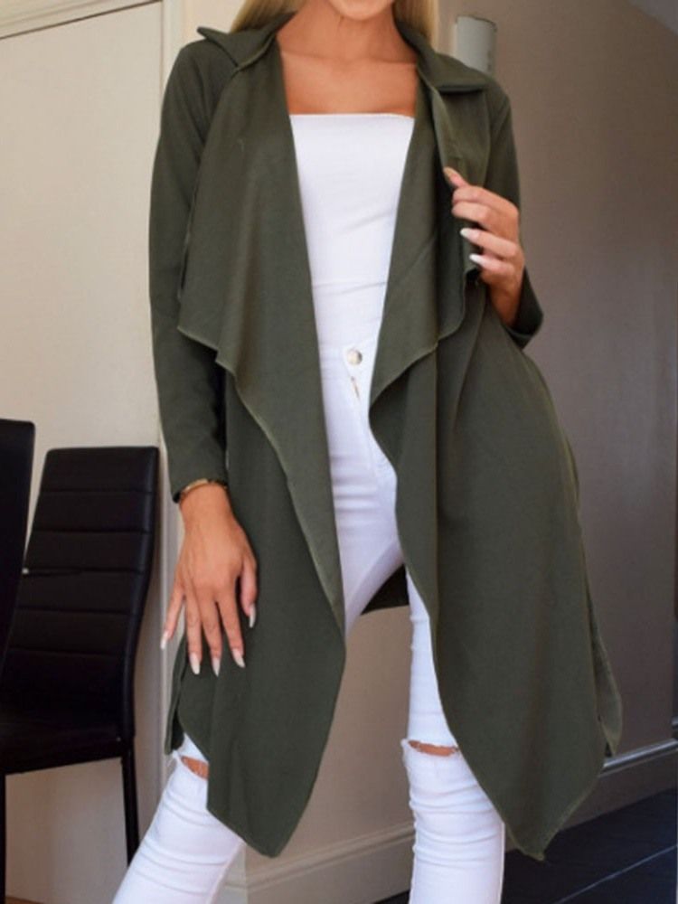 Single-Breasted Jakkeslag Midt-Lengde Ni Poengs Erme Office Lady Trench Coat