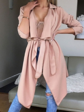 Single-Breasted Jakkeslag Midt-Lengde Ni Poengs Erme Office Lady Trench Coat