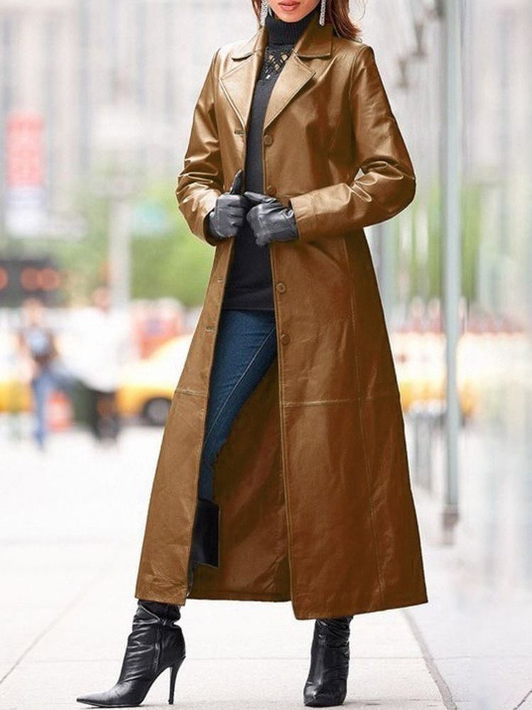 Single-Breasted Lapel Button Western Langermet Trenchcoat