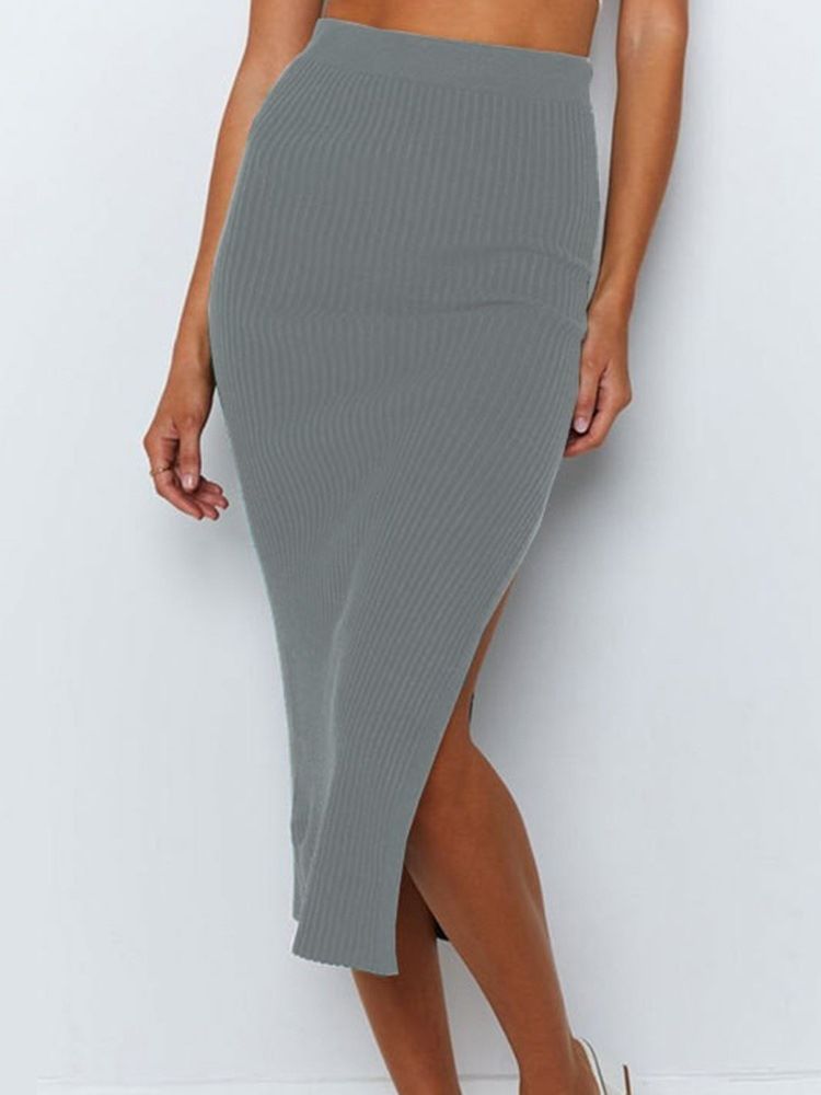 Mid-Calf Bodycon Split Mid Waist Fashion Skjørt