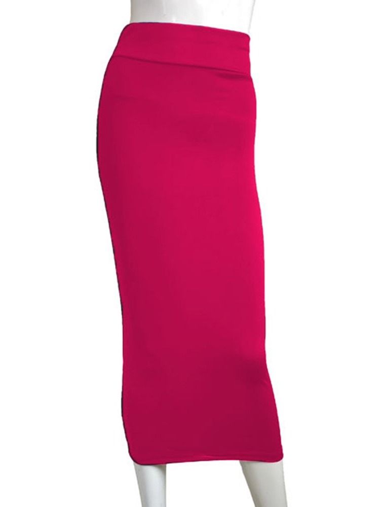 Mid-Calf Bodycon Vanlig Sexy Skjørt