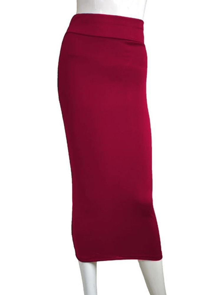 Mid-Calf Bodycon Vanlig Sexy Skjørt