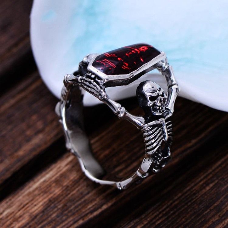 Bronse Two Skull Menns Ring