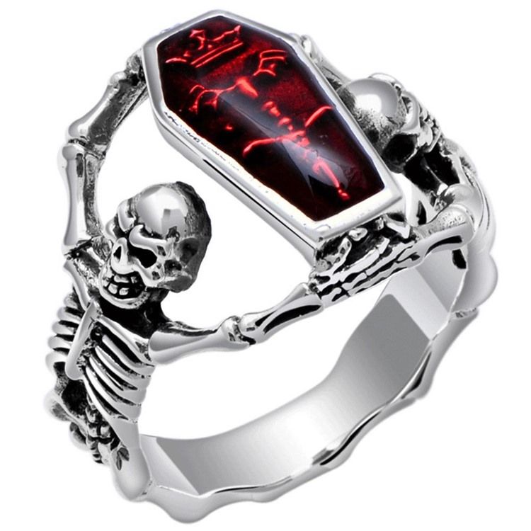 Bronse Two Skull Menns Ring