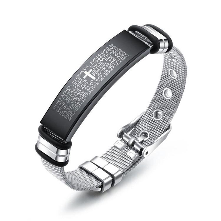 Cross Bible Titanium Stål Armbånd For Menn