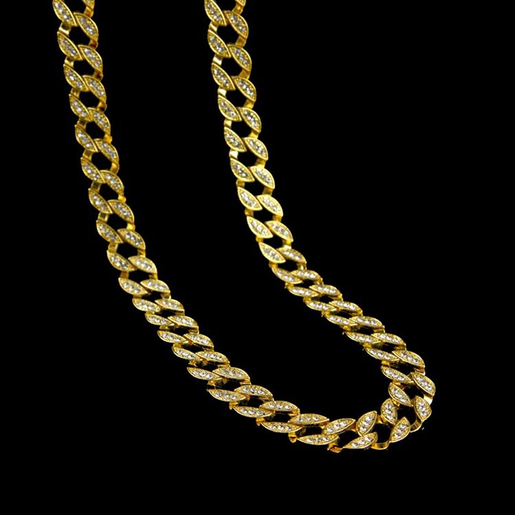 Cuban Link Chain Style Diamante Hiphop Halskjede