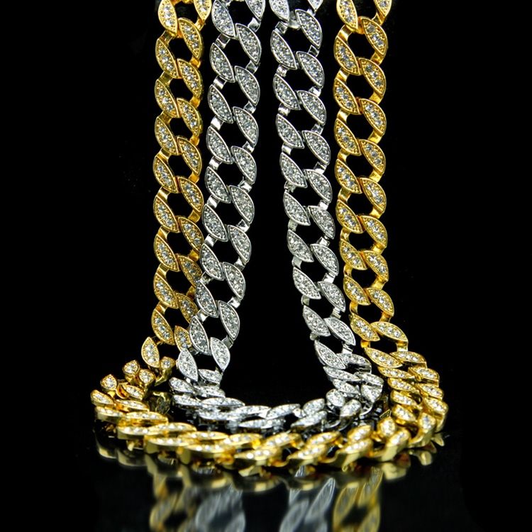 Cuban Link Chain Style Diamante Hiphop Halskjede