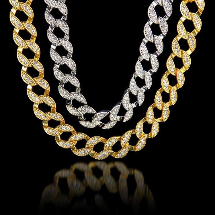 Cuban Link Chain Style Diamante Hiphop Halskjede