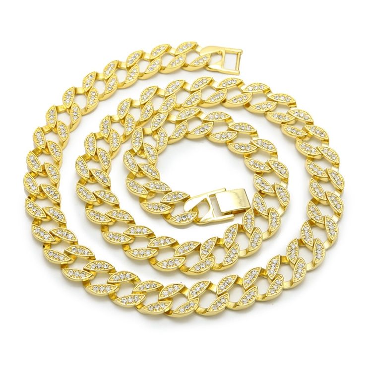 Cuban Link Chain Style Diamante Hiphop Halskjede