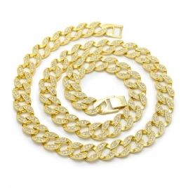 Cuban Link Chain Style Diamante Hiphop Halskjede