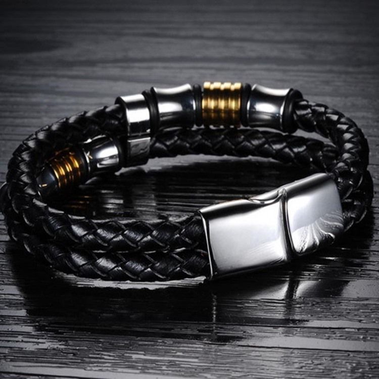 Leather Weave Menns Armbånd