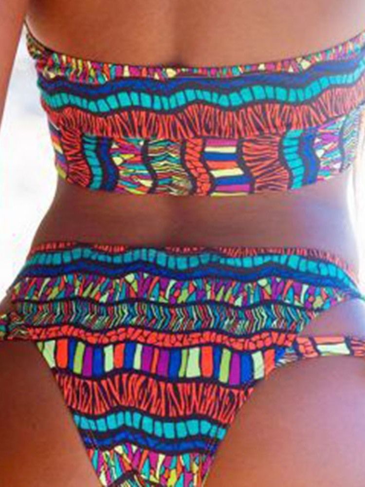 Color Block Hollow Bikini Set Sexy Badedrakt