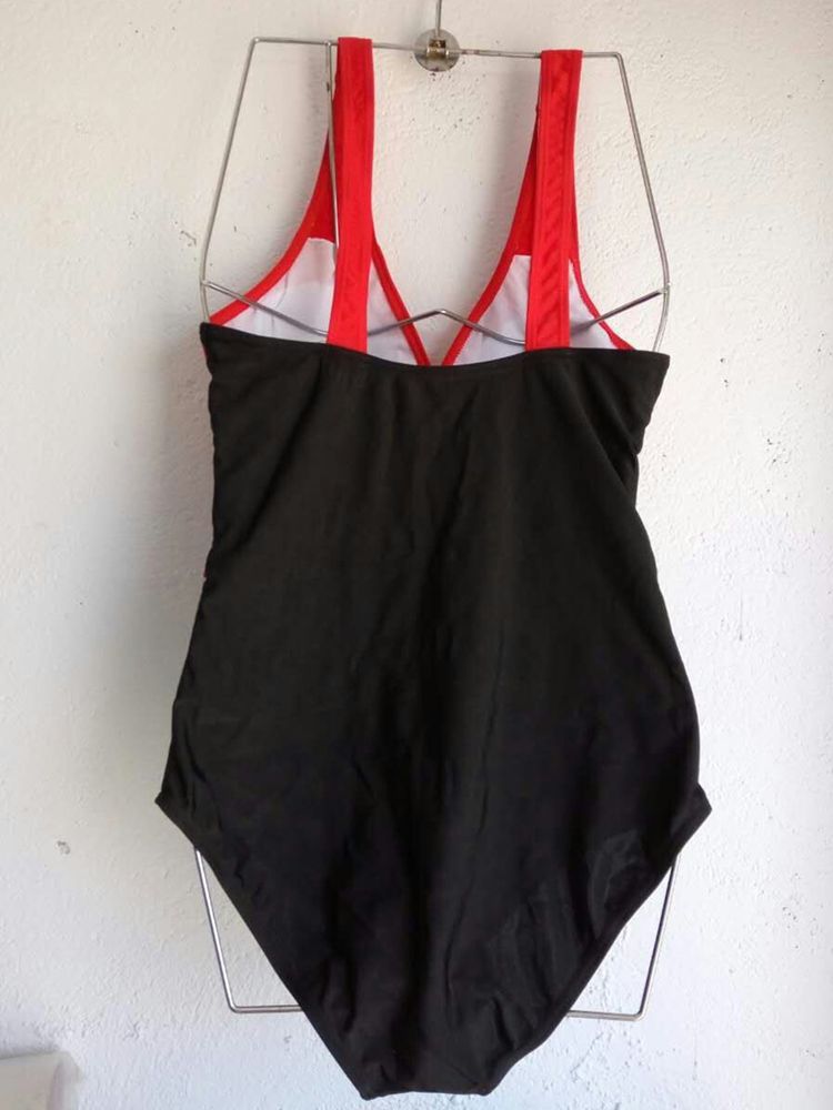 Elegant Colour Block Plissert Monokini