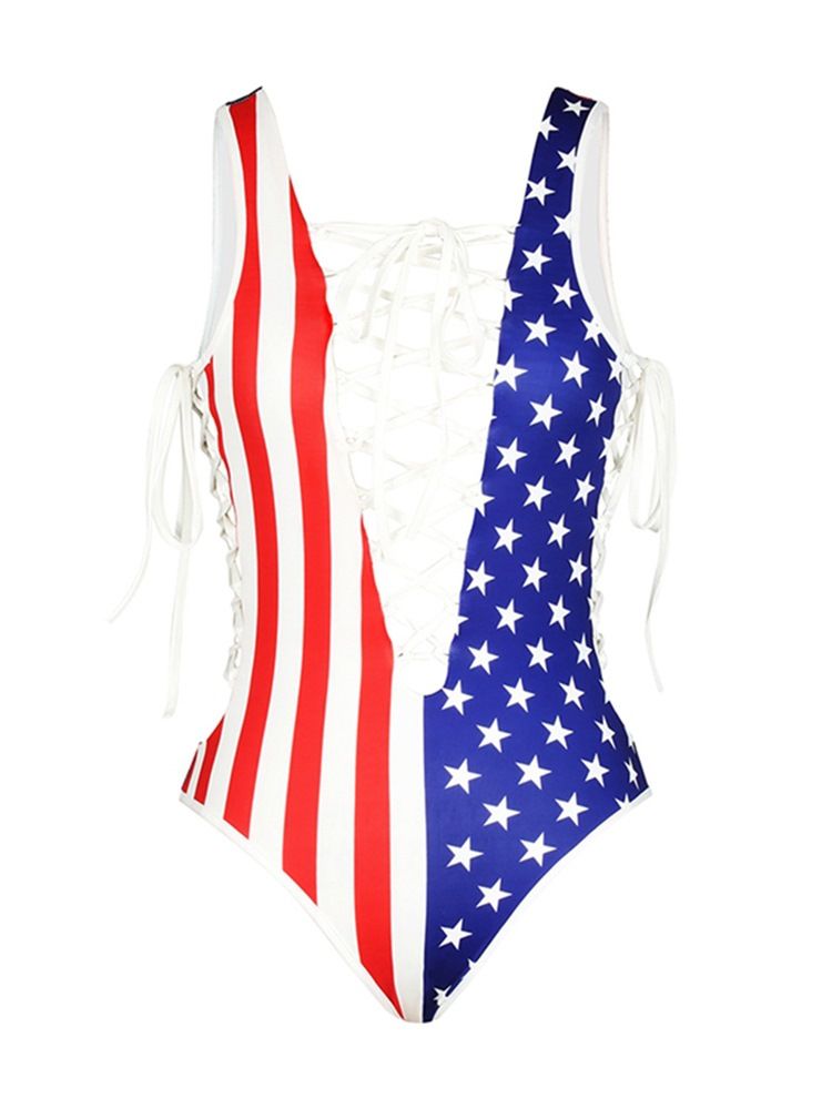 Sexy American Flag Print Hule Badetøy