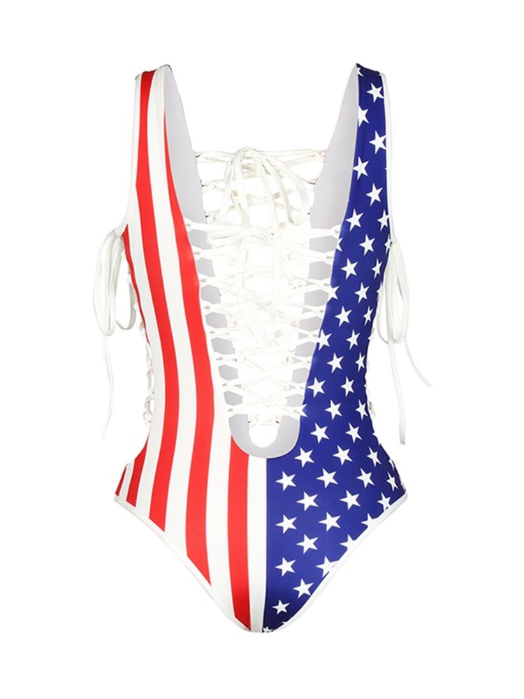 Sexy American Flag Print Hule Badetøy