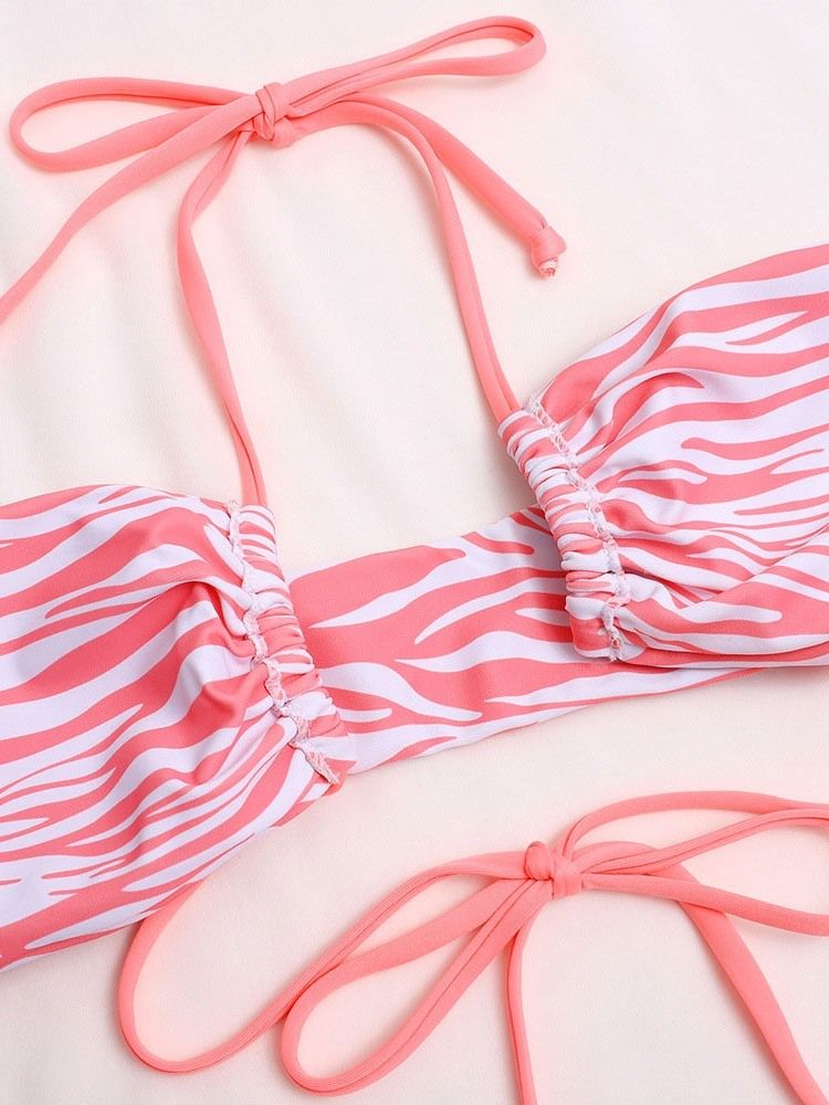 Sexy Lace-Up Zebra Stripe Badetøy Bikini