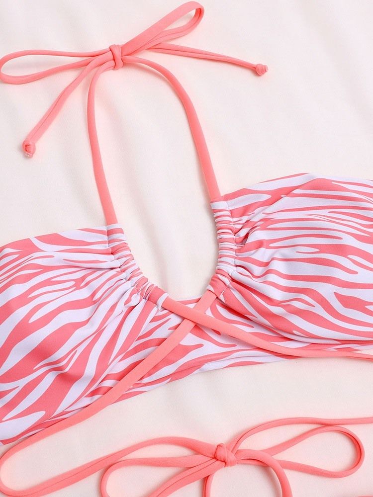 Sexy Lace-Up Zebra Stripe Badetøy Bikini