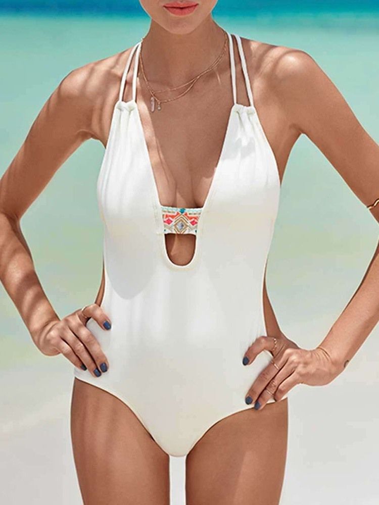 Sexy Vanlig One Piece Badetøy For Kvinner Monokini