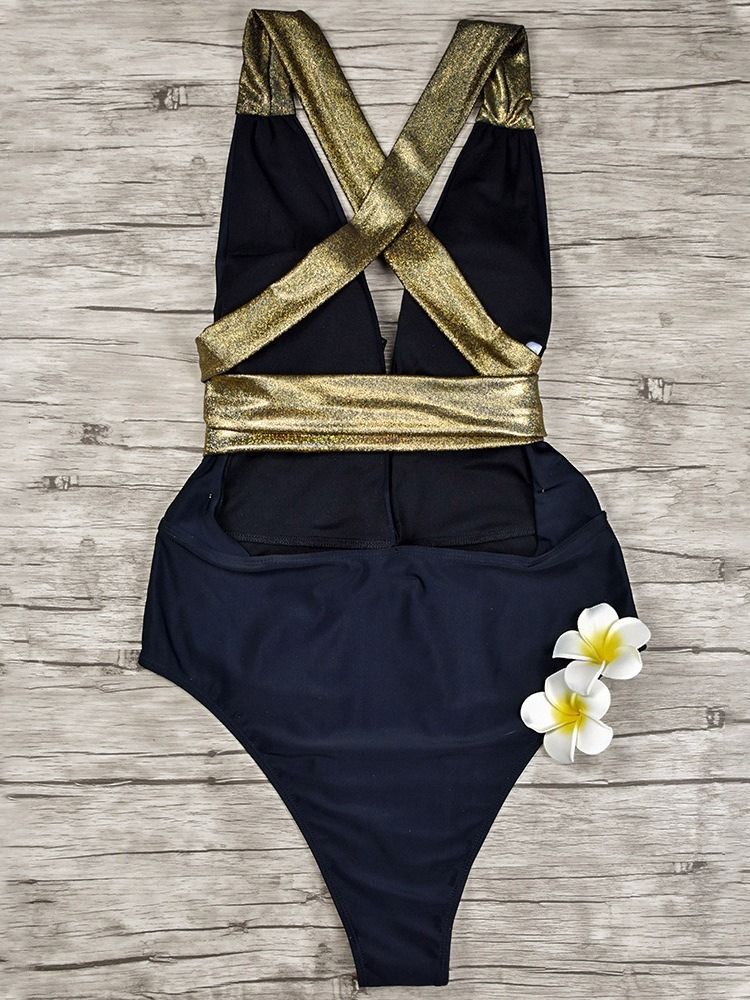 Tankini Set Patchwork One Piece Color Block Badetøy