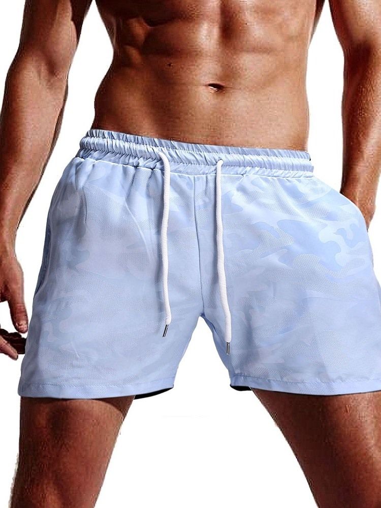 Hvit Strandshorts For Menn Med Rett Snøring