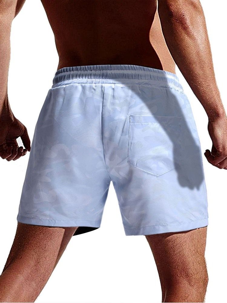 Hvit Strandshorts For Menn Med Rett Snøring